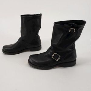 Frye Veronica Short Black Leather Boots Women's Sz 6